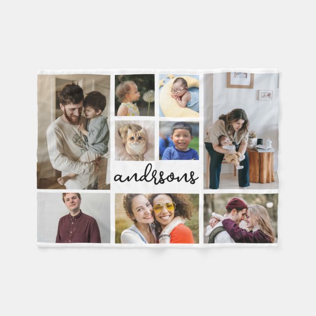 Couverture Polaire 9 Nom de famille photo Fleece Blanket (Devant (Horizontal))