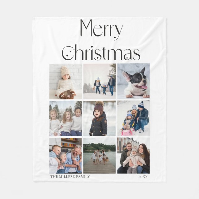 Couverture Polaire 9 photo collage grid elegant Christmas (Devant)