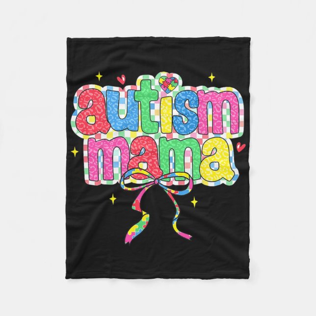 Couverture Polaire à damiers Autisme Mama Coquette Bow Autism Lauréat (Devant)