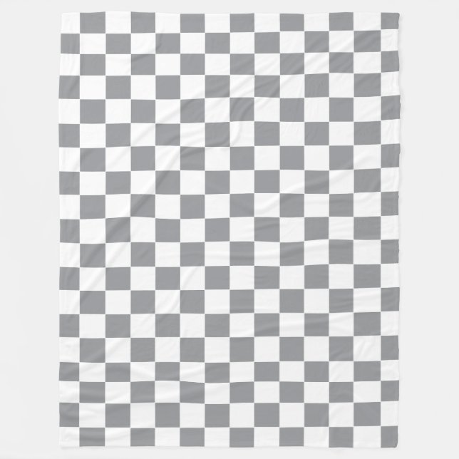 Couverture Polaire à damiers gris et blanc (Devant)