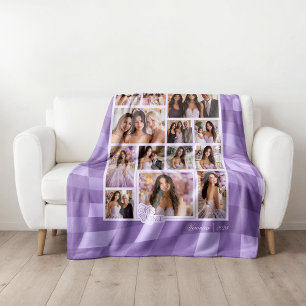 Couverture Polaire à damiers Lavender 14 Photo Keepsaké Quinceañera