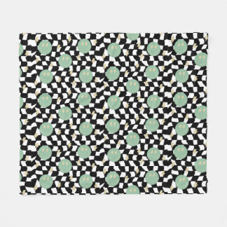 Couverture Polaire À damiers rétro et boulons d'éclairage