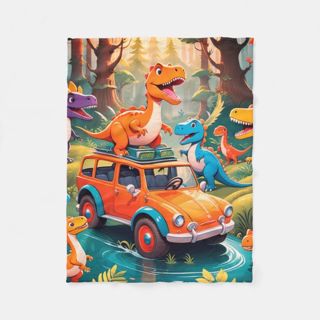 Couverture Polaire A Dinosaur Family Takes a Vacation Fleece Blanket (Devant)