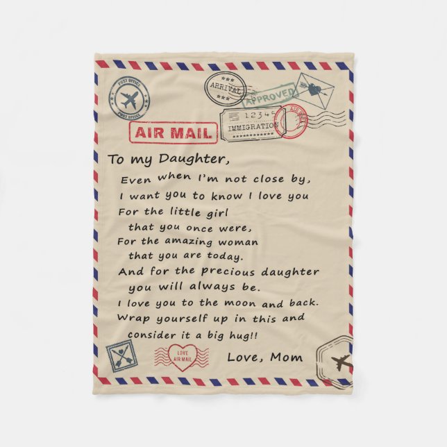 Couverture Polaire À Mon Cadeau Fille, Lettre D'Amour Fille Et Maman (Devant)