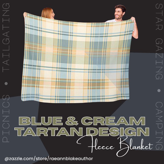 Couverture polaire à motif tartan bleu et crème (Créateur téléchargé)
