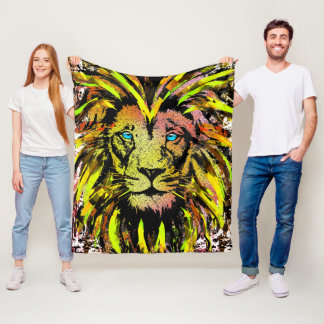 Couverture polaire à tête de lion jaune - Lion fac