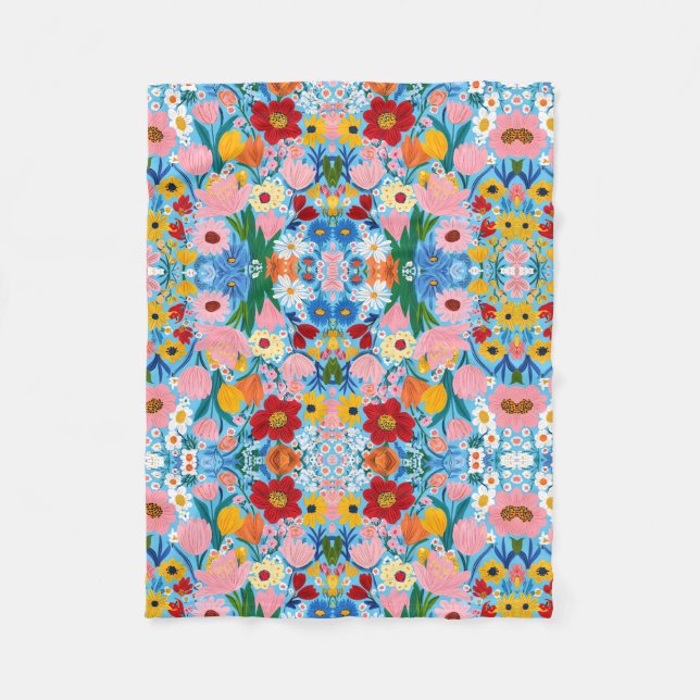 Couverture Polaire  A vibrant and colorful pattern featuring various  (Devant)