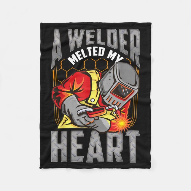 Couverture Polaire A Welder Melted My Heart Valentine Wife Girlfriend (Devant)