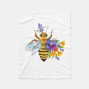 Couverture Polaire Abeille à fleurs avec plantes sauvages