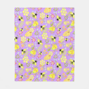 Couverture Polaire Abeille de miel violet