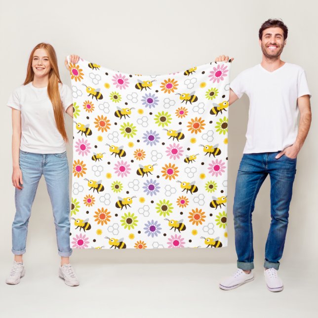 Couverture Polaire Abeille & Fleurs (En situation)