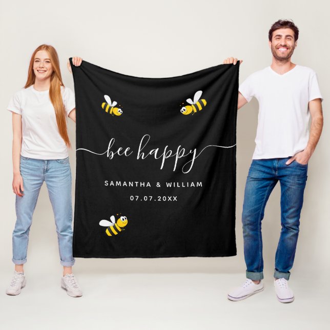Couverture Polaire Abeille joyeux noir mignon abeilles couple mariage (En situation)