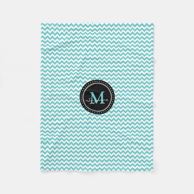 Couverture Polaire Abrégé sur Chevron blanc d'Aqua de monogramme (Devant)