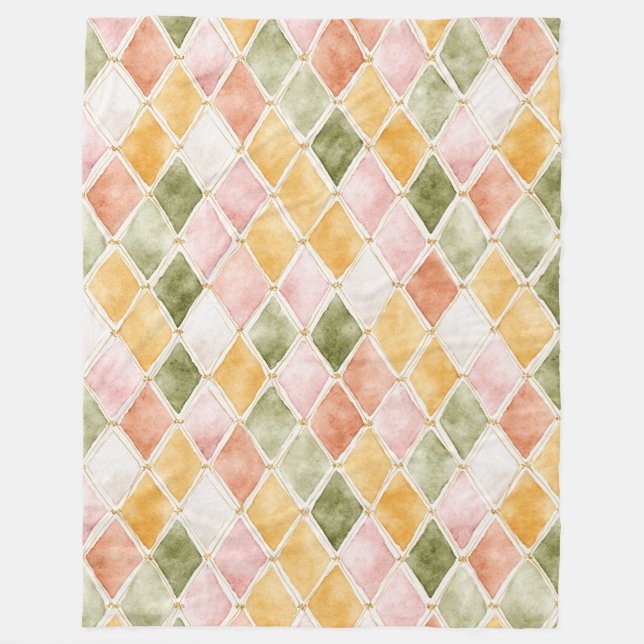 Couverture Polaire Abricot Orange Vert Jaune Rosé   (Devant)