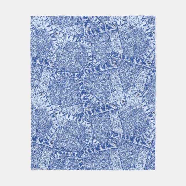 Couverture Polaire Abstract Denim Pockets Patchwork Seamless Pattern  (Devant)