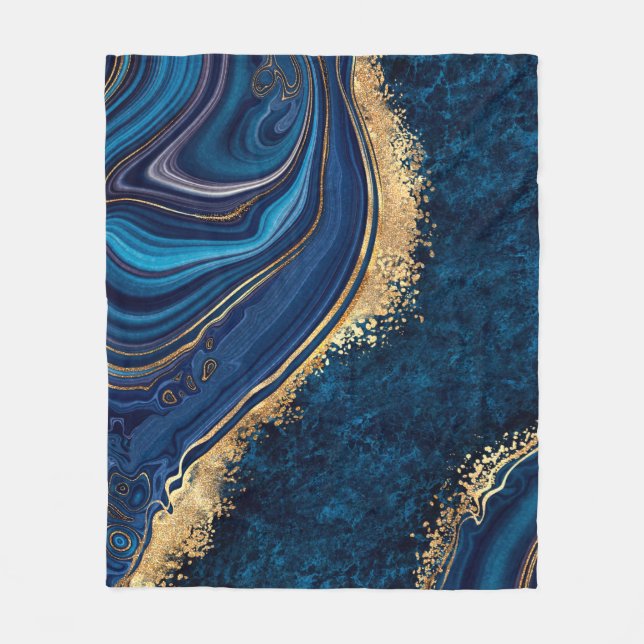 Couverture Polaire abstract ground blue marble agate granite mosa (Devant)