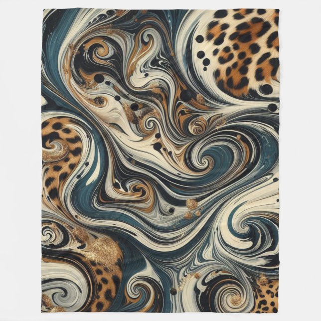 Couverture Polaire Abstract Leopard Print Swirl (Devant)