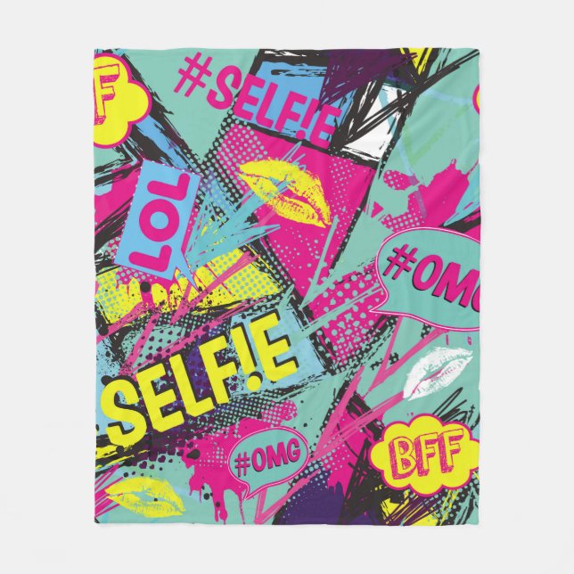 Couverture Polaire Abstract seamless pattern with Pop art comicspeech (Devant)