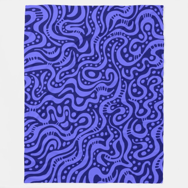 Couverture Polaire Abstrait 041211 - Bleu électrique sur Deep Navy (Devant)