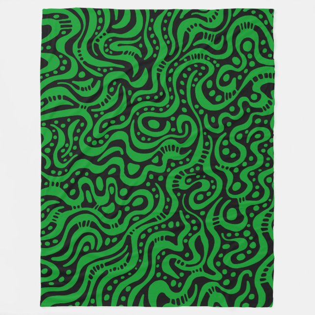 Couverture Polaire Abstrait 041211 - Vert herbe sur noir (Devant)