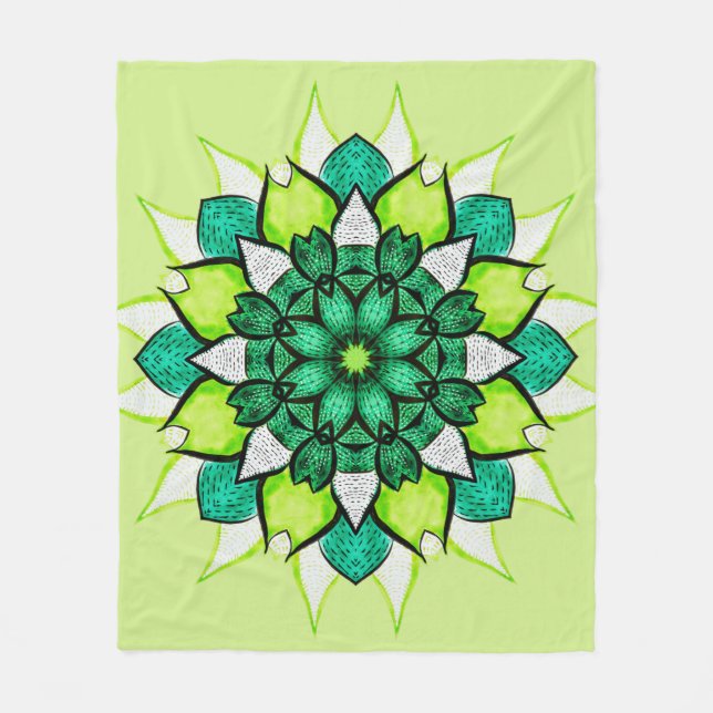 Couverture Polaire Abstrait Boho Floral Mandala (Devant)