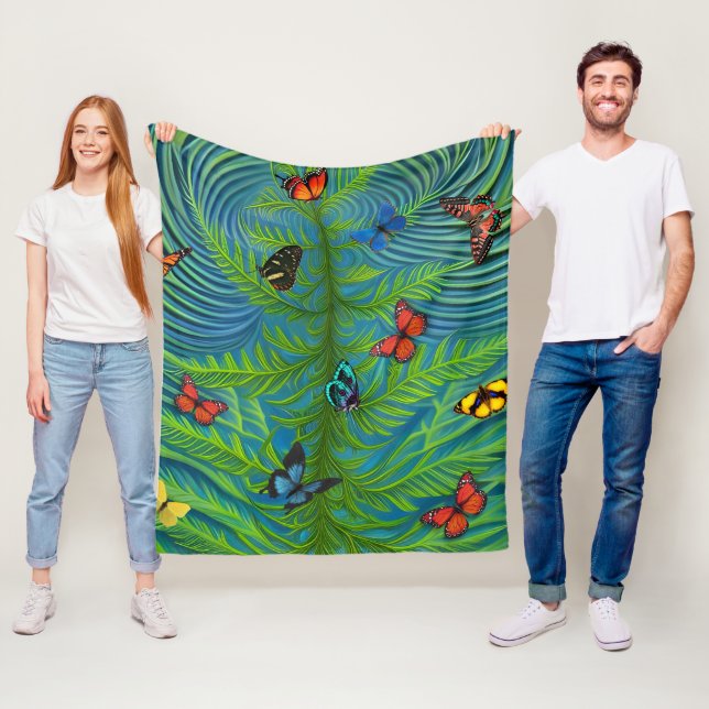 Couverture Polaire Abstrait Butterfly Dream Garden (En situation)