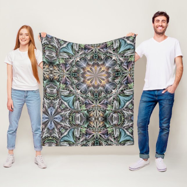 Couverture Polaire Abstrait Dusty Succulent Garden Rosette Motif (En situation)