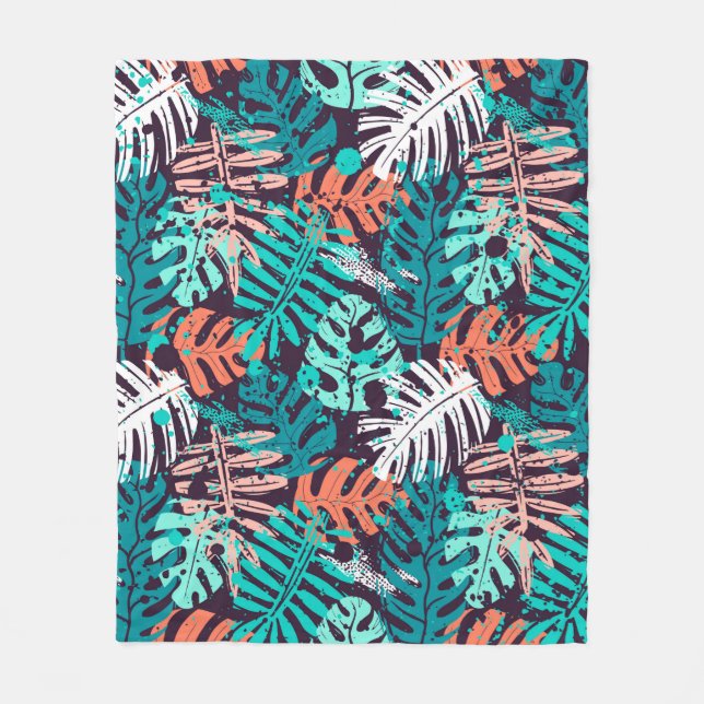 Couverture Polaire Abstrait  feuille tropical motif. Créatif (Devant)