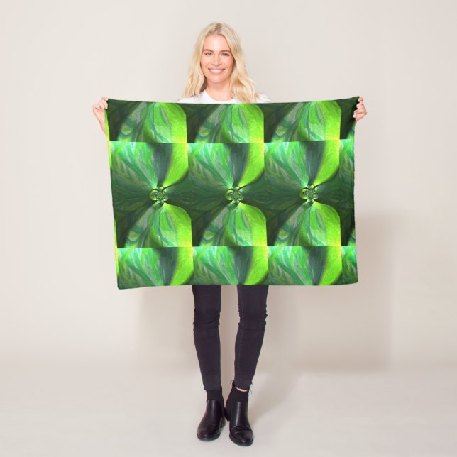 Couverture Polaire Abstrait Feuilles verts Foliage Fox Motif (En situation)