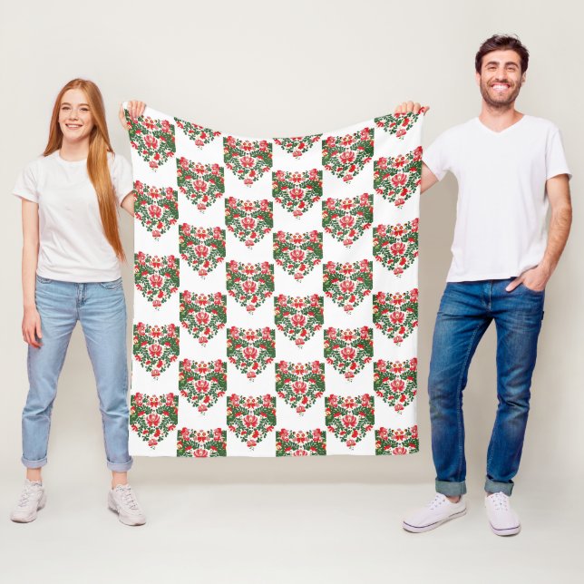Couverture Polaire Abstrait Floral Folk Heart (En situation)