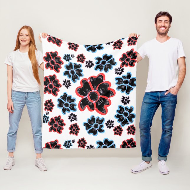 Couverture Polaire Abstrait Floral Mandala Motif Design rouge (En situation)