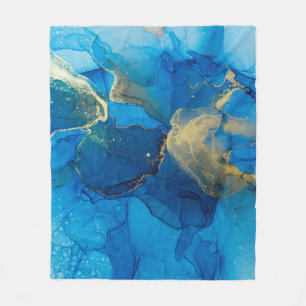 Couverture Polaire Abstrait fragment bleu et or du backgr coloré