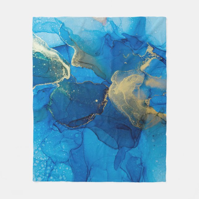 Couverture Polaire Abstrait fragment bleu et or du backgr coloré (Devant)