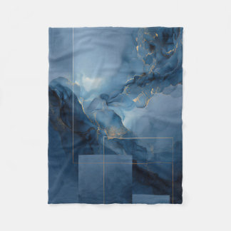 Couverture Polaire Abstrait géométrique bleu sarcelle brume encadré