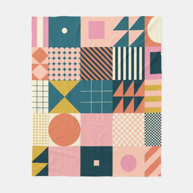 Couverture Polaire Abstrait géométrique moderne : Conception colorée (Devant)