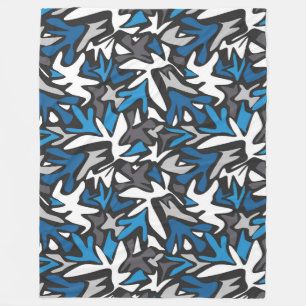 Couverture Polaire abstrait, géométrique, motif, noir et bleu