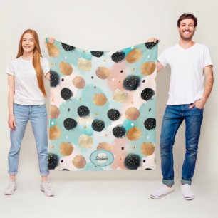 Couverture Polaire Abstrait moderne Brushstroke & Polka Dot Motif