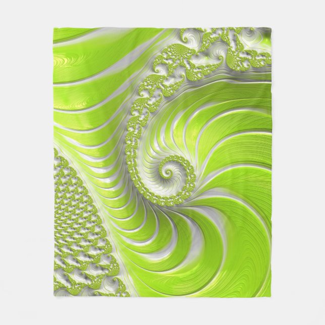 Couverture Polaire Abstrait Moderne Lime Green Spiral Fractal (Devant)