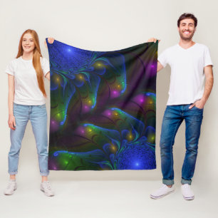 Couverture Polaire Abstrait Moderne Trippy Fractal Lumineux Coloré