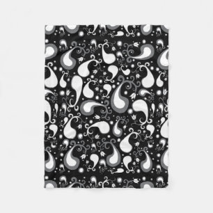 Couverture Polaire Abstrait noir et blanc Tulip Paisley Floral