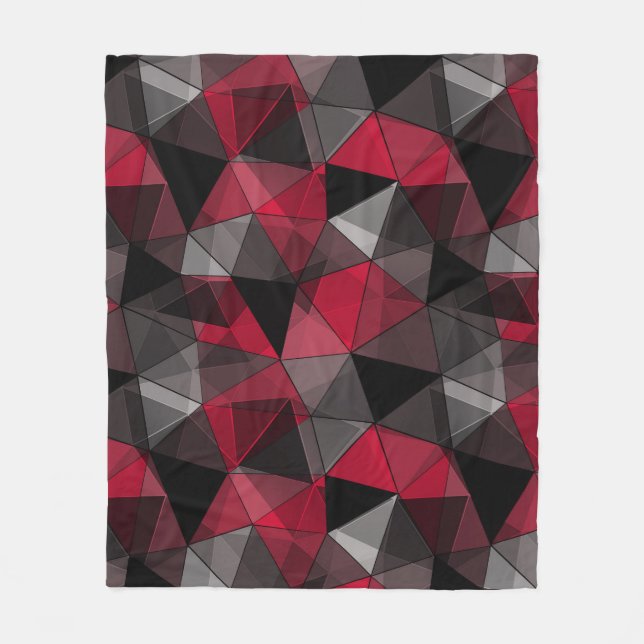 Couverture Polaire Abstrait Noir, rouge, gris géométrique. (Devant)