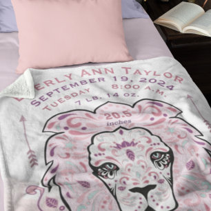 Couverture Polaire Abstrait Peint Lion Baby Girl Stats de naissance r