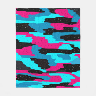 Couverture Polaire Abstrait rose, noir et bleu