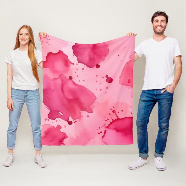 Couverture Polaire Abstrait rose sur rose (En situation)