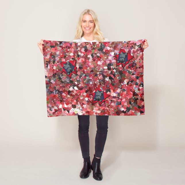 Couverture Polaire Abstrait rouge KiniArt Scottie (En situation)