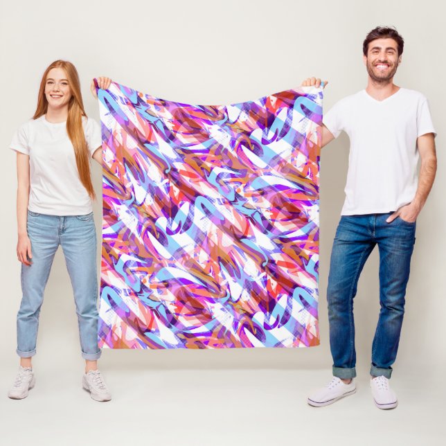 Couverture Polaire Abstrait sans couture brosse trait moderne multico (En situation)
