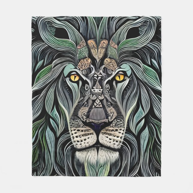 Couverture Polaire Abstrait Shabby Chic King Lion (Devant)