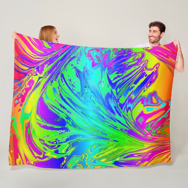 Couverture Polaire Abstrait Splashing Rainbow Liquid (En situation)