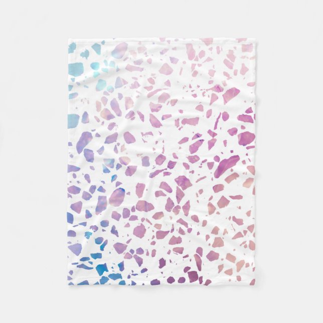 Couverture Polaire Abstrait Terrazzo Mosaic rose et Motif bleu (Devant)