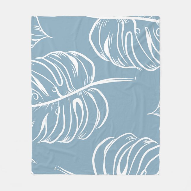 Couverture Polaire Abstraite Feuille Tropicale : Verdure transparente (Devant)